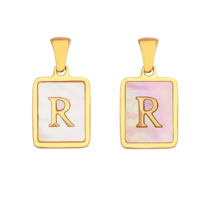 316 Stainless Steel Initial Letter Alphabet Name Charm Pendant,Pink White DIY Handmade Jewlery Findings Accessories Supply K76