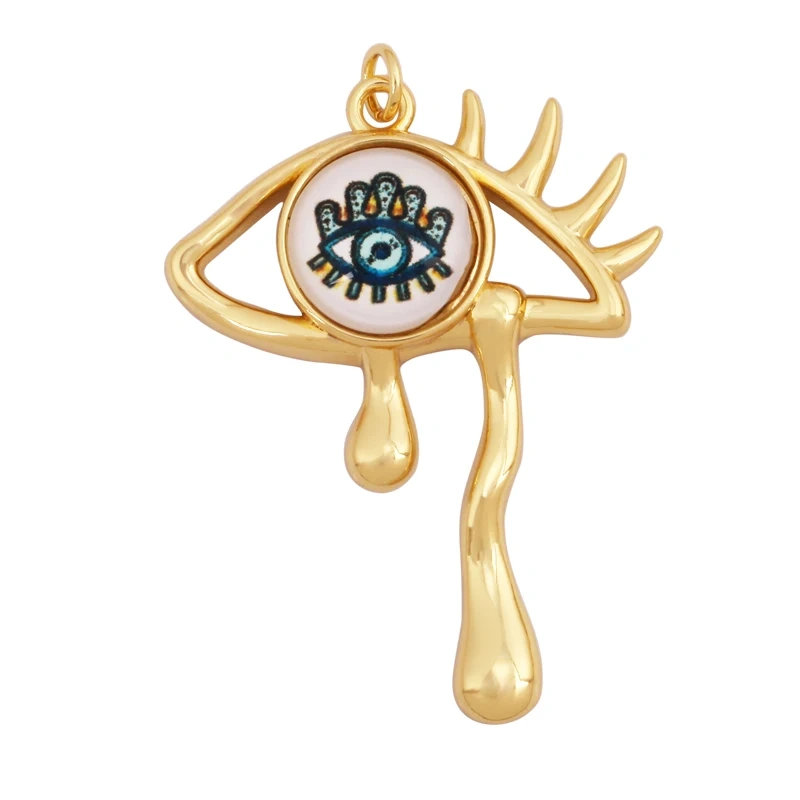 Fashion Colorful Evil Eye Charm Pendant,18K Gold Plated Cubic Zirconia Glass Stone Jewelry Necklace Bracelet Supplies K81