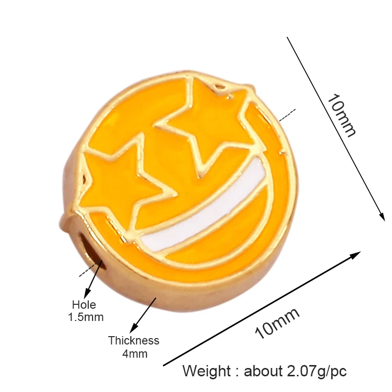 Colourful Enamel Sun Lightning Camera Beer Cup Car Fire Happy Face Bead,18K Gold Plated Bracelet Necklace Accessories Supply K49