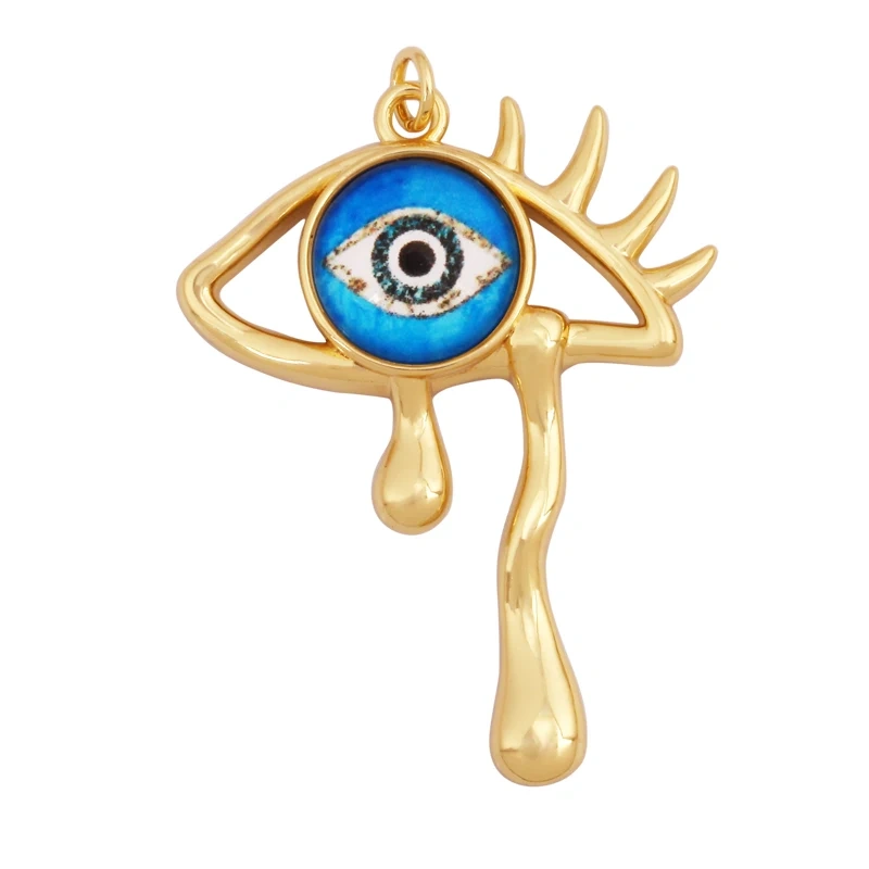 Fashion Colorful Evil Eye Charm Pendant,18K Gold Plated Cubic Zirconia Glass Stone Jewelry Necklace Bracelet Supplies K81