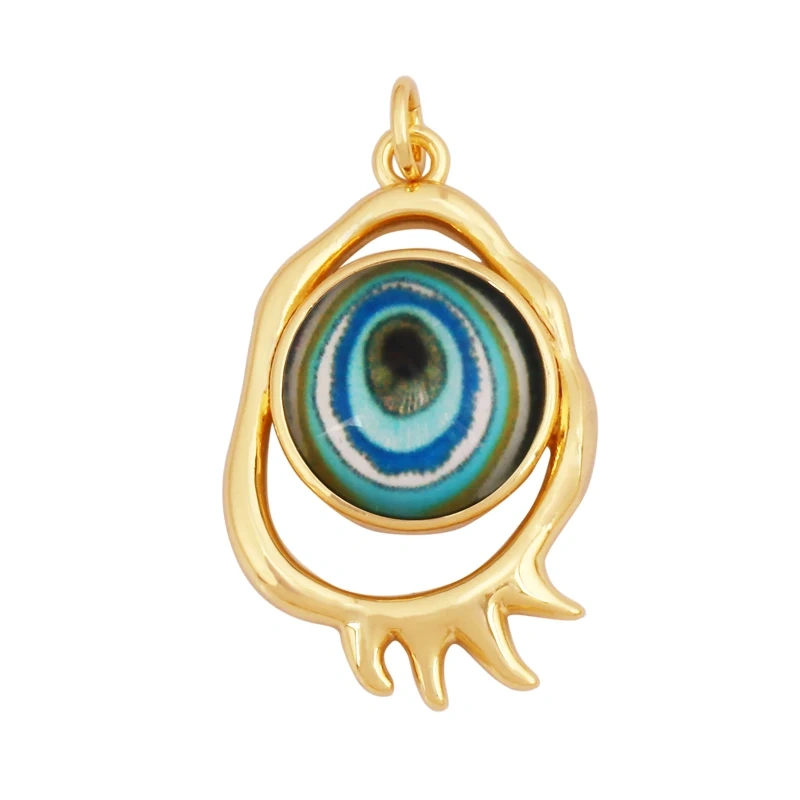 Fashion Colorful Evil Eye Charm Pendant,18K Gold Plated Cubic Zirconia Glass Stone Jewelry Necklace Bracelet Supplies K81