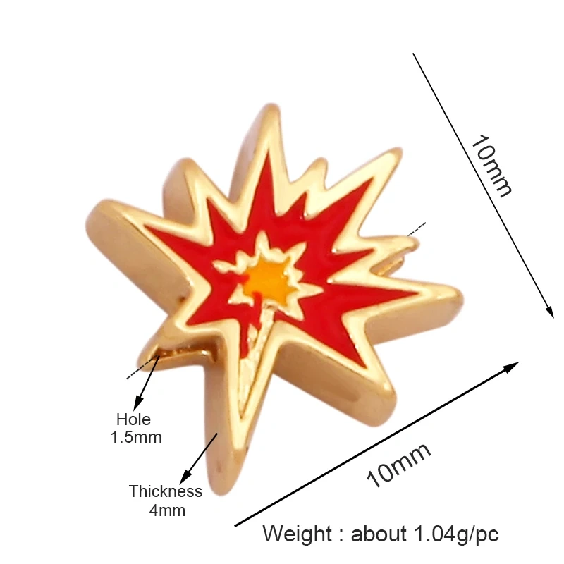 Colourful Enamel Sun Lightning Camera Beer Cup Car Fire Happy Face Bead,18K Gold Plated Bracelet Necklace Accessories Supply K49