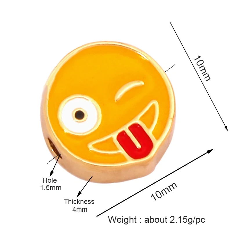 Colourful Enamel Sun Lightning Camera Beer Cup Car Fire Happy Face Bead,18K Gold Plated Bracelet Necklace Accessories Supply K49