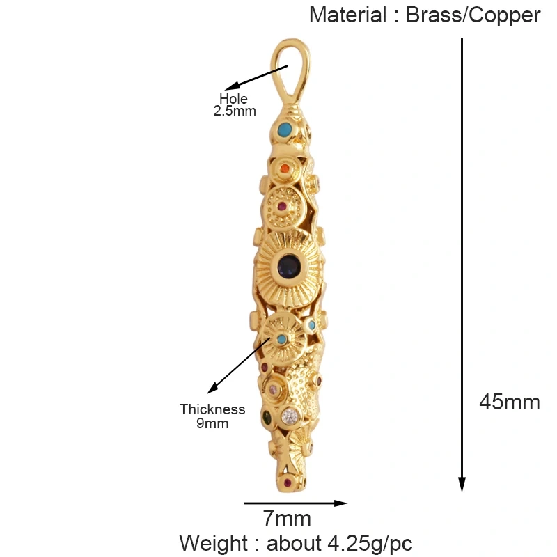 Fashion Colorful Evil Eye Charm Pendant,18K Gold Plated Cubic Zirconia Glass Stone Jewelry Necklace Bracelet Supplies K81