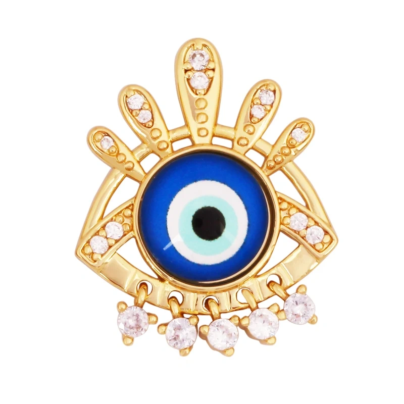 Fashion Colorful Evil Eye Charm Pendant,18K Gold Plated Cubic Zirconia Glass Stone Jewelry Necklace Bracelet Supplies K81