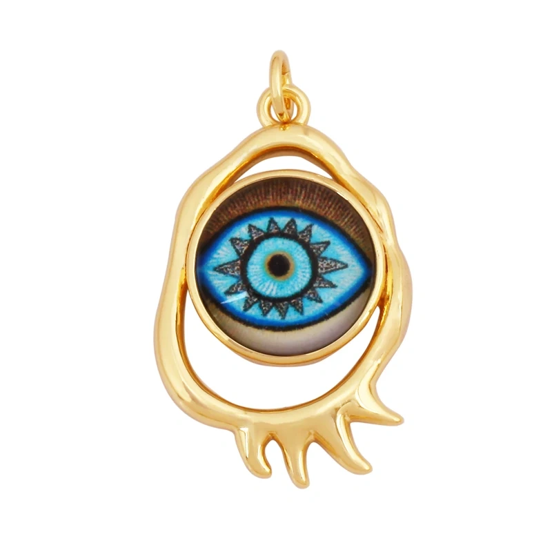 Fashion Colorful Evil Eye Charm Pendant,18K Gold Plated Cubic Zirconia Glass Stone Jewelry Necklace Bracelet Supplies K81