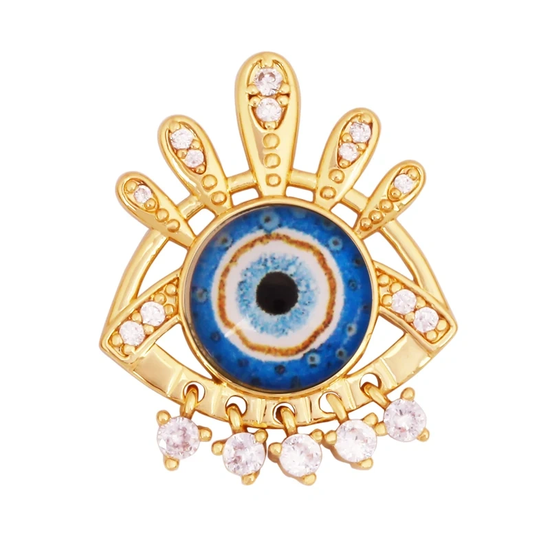 Fashion Colorful Evil Eye Charm Pendant,18K Gold Plated Cubic Zirconia Glass Stone Jewelry Necklace Bracelet Supplies K81
