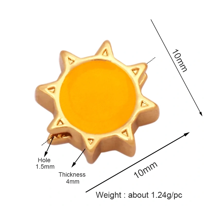 Colourful Enamel Sun Lightning Camera Beer Cup Car Fire Happy Face Bead,18K Gold Plated Bracelet Necklace Accessories Supply K49