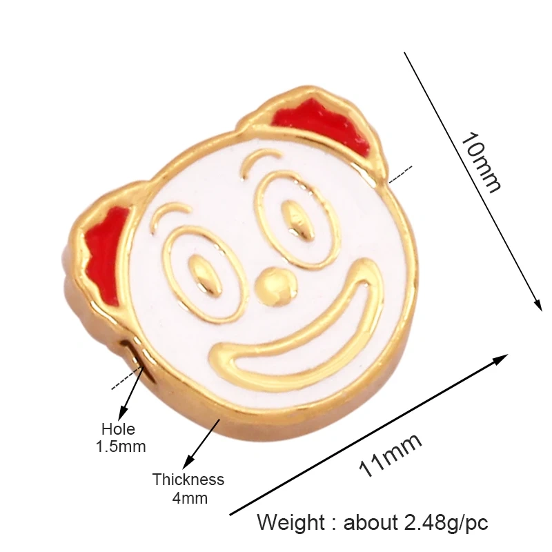 Colourful Enamel Sun Lightning Camera Beer Cup Car Fire Happy Face Bead,18K Gold Plated Bracelet Necklace Accessories Supply K49