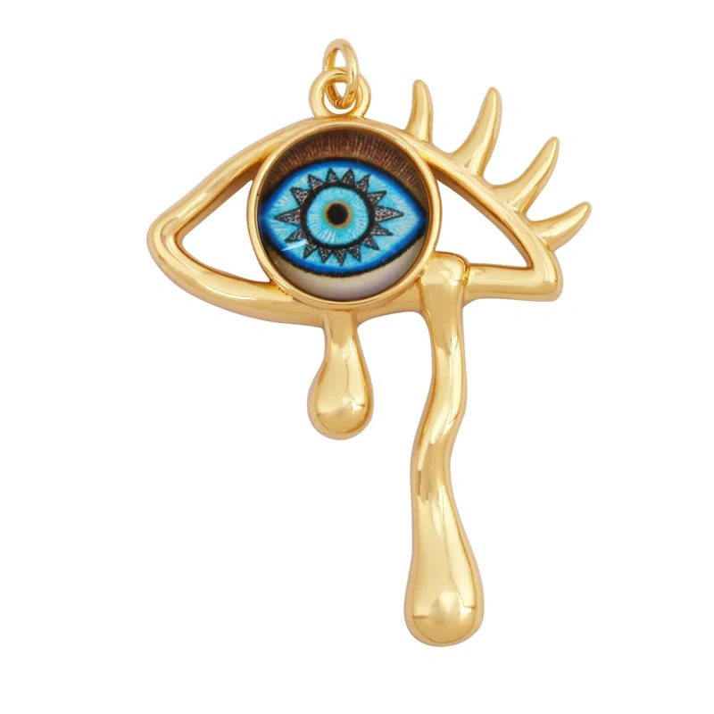 Fashion Colorful Evil Eye Charm Pendant,18K Gold Plated Cubic Zirconia Glass Stone Jewelry Necklace Bracelet Supplies K81