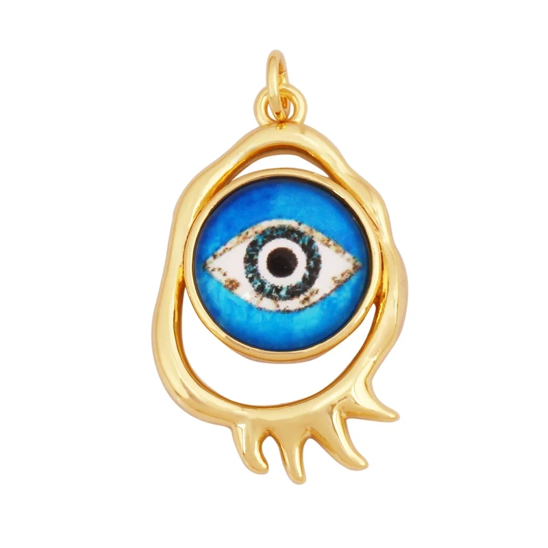 Fashion Colorful Evil Eye Charm Pendant,18K Gold Plated Cubic Zirconia Glass Stone Jewelry Necklace Bracelet Supplies K81