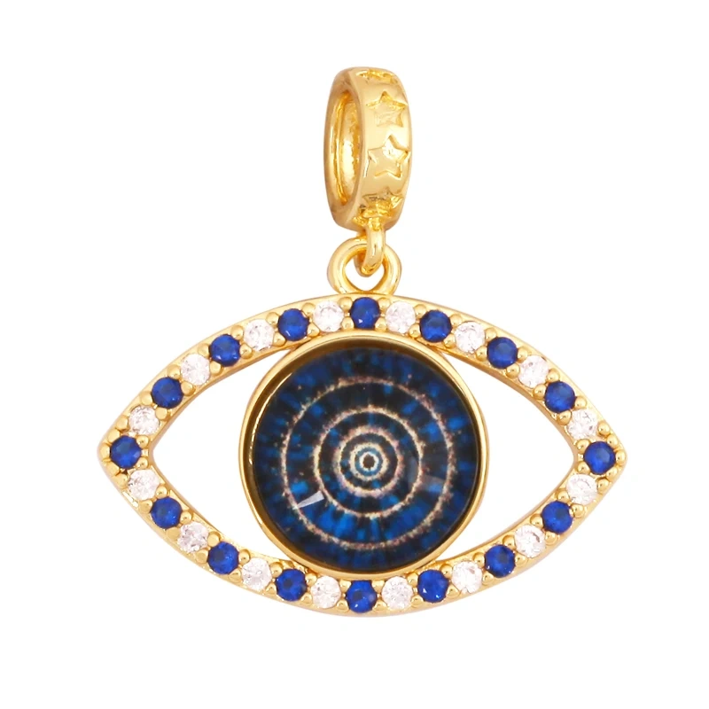 Fashion Colorful Evil Eye Charm Pendant,18K Gold Plated Cubic Zirconia Glass Stone Jewelry Necklace Bracelet Supplies K81