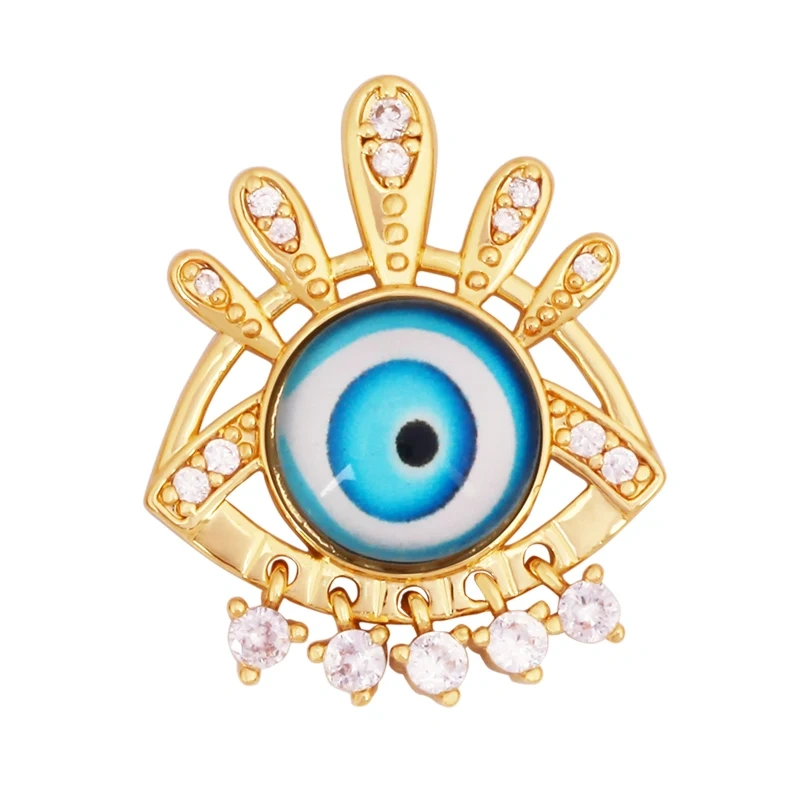 Fashion Colorful Evil Eye Charm Pendant,18K Gold Plated Cubic Zirconia Glass Stone Jewelry Necklace Bracelet Supplies K81