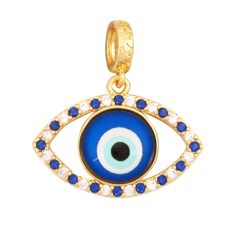Fashion Colorful Evil Eye Charm Pendant,18K Gold Plated Cubic Zirconia Glass Stone Jewelry Necklace Bracelet Supplies K81