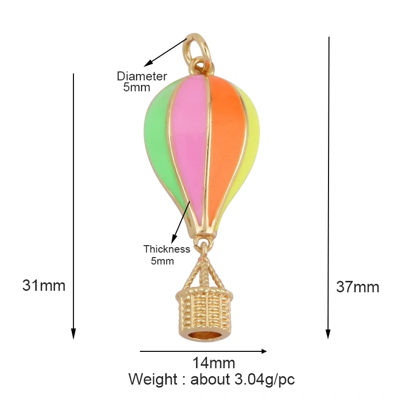 Enamel Jumbo Flower Snail Balloon Charm, 18K Real Gold Plated Colour,Necklace Bracelet Pendant for Handmade Jewelry Supplies M27