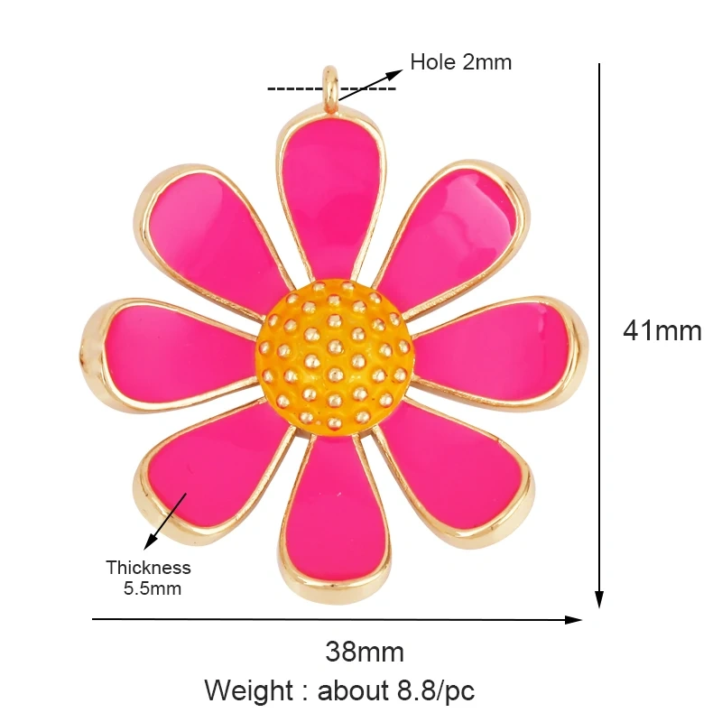 Enamel Jumbo Flower Snail Balloon Charm, 18K Real Gold Plated Colour,Necklace Bracelet Pendant for Handmade Jewelry Supplies M27