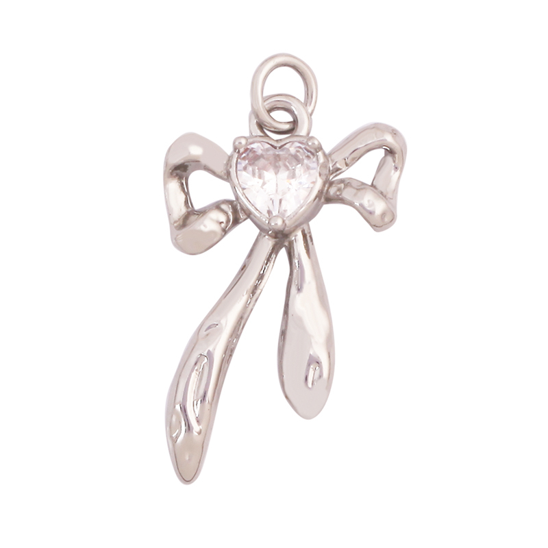 Trendy Bowknot Cubic Zirconia Charm Pendant,18K Gold Plated Necklace Bracelet DIY Handmade Jewelry Making Accessories Supply K61