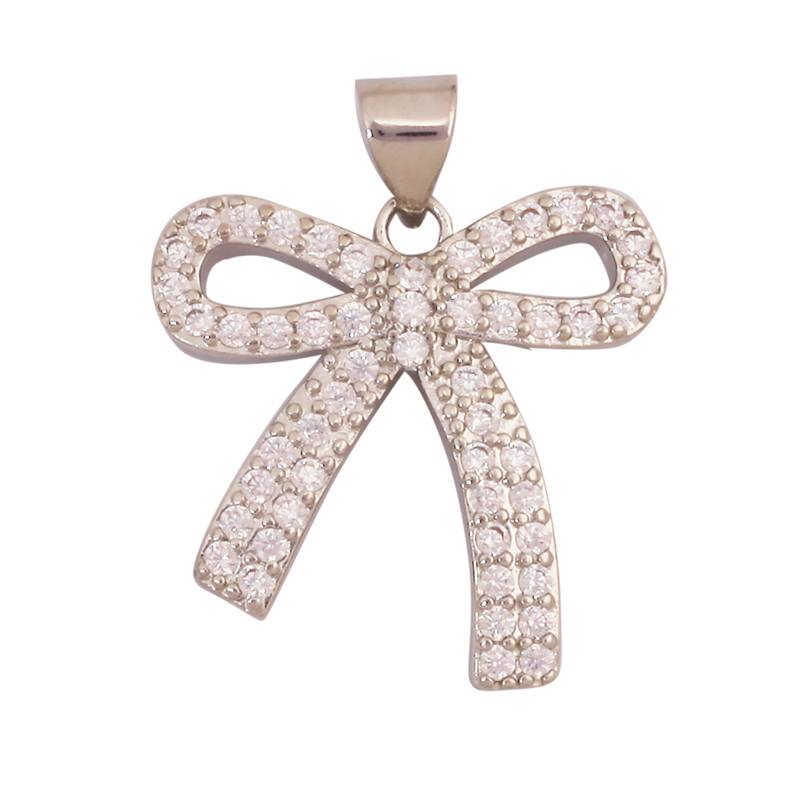 Trendy Bowknot Cubic Zirconia Charm Pendant,18K Gold Plated Necklace Bracelet DIY Handmade Jewelry Making Accessories Supply K61