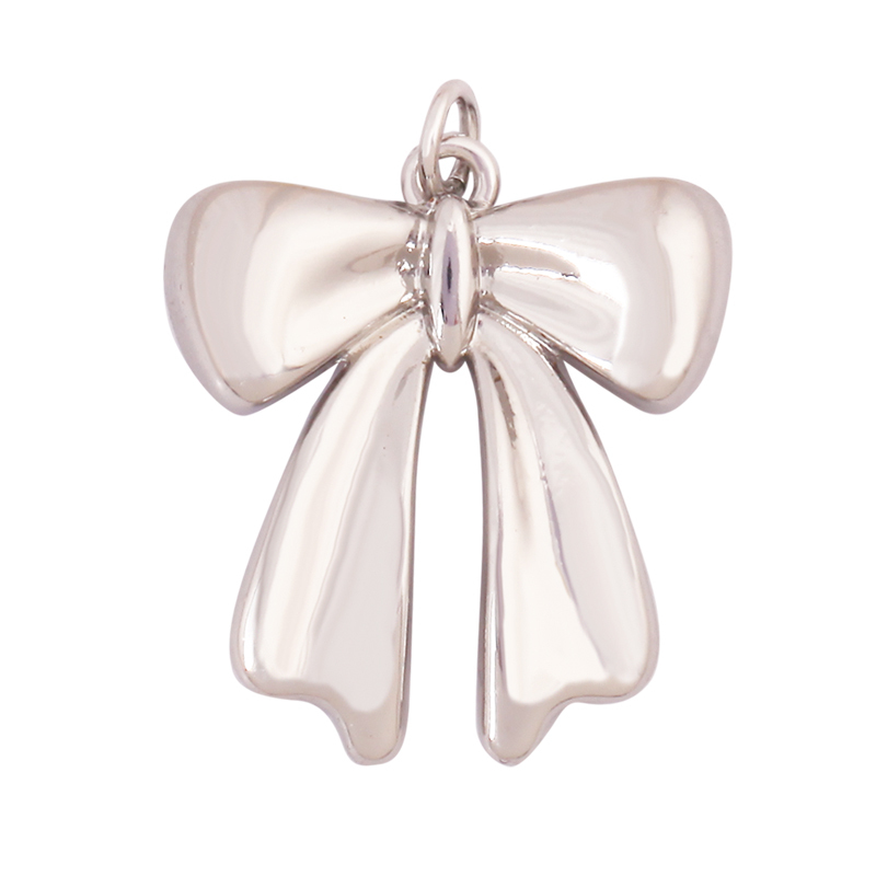 Trendy Bowknot Cubic Zirconia Charm Pendant,18K Gold Plated Necklace Bracelet DIY Handmade Jewelry Making Accessories Supply K61