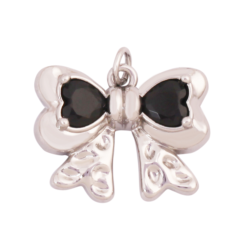 Trendy Bowknot Cubic Zirconia Charm Pendant,18K Gold Plated Necklace Bracelet DIY Handmade Jewelry Making Accessories Supply K61