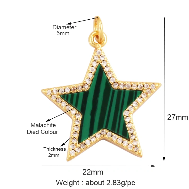 Trendy Sun Moon Star Shell 18K Gold Plated Charm Pendant,Inlaid Shining CZ Zirconia Jewelry Necklace Bracelet Making Supply M52
