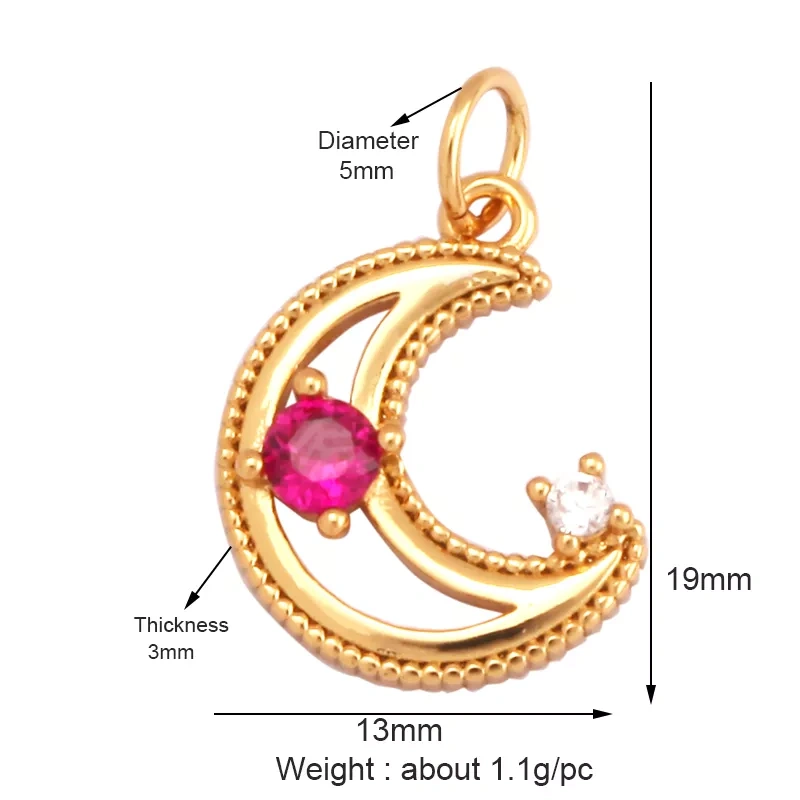 Delicacy Hollow Out Star Moon Sun Charm Pendant,Cubic Zirconia Pave  Crystal Necklace Bracelet Jewelry Accessories Supplies L45