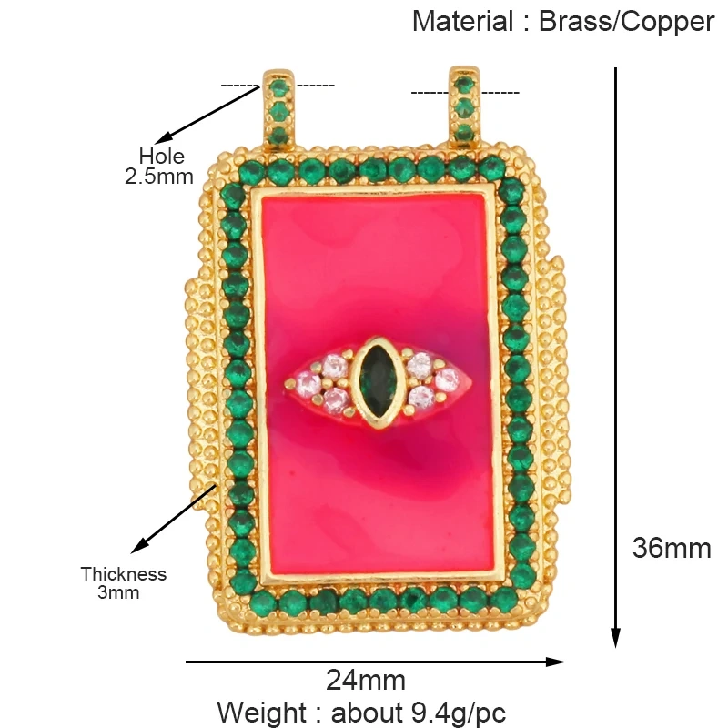 Bohemian Enamel Tarot Cards Coconut Tree Cactus Love Space Star Stripe Heart Eye Charm Pendant, Jewelry Accessories Supplies K86