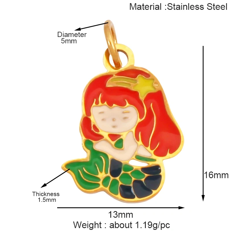316 Staineless Steel Love Heart Pumpkin Cart Princess Dress Charm Charm, Enamel Summer Beach Holiday Jewelry Supplies K82