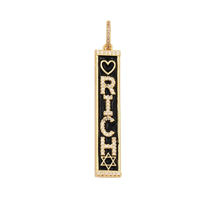 Mom Mama Rich Fashion Paved Zircon Charm Focal Pendant,18K Gold KISS LOVE GOOD LUCK QUEEN Letter Jewelry Necklace Accessorie M22