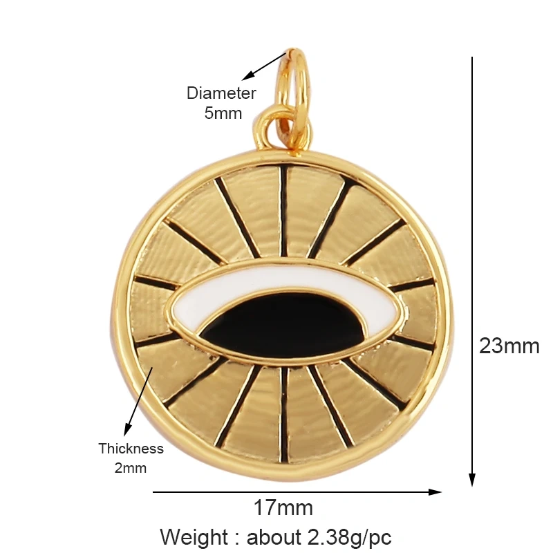Trendy Colorful Zircon Evil Lucky Horus Eye Charm Pendant,18K Gold Plated Brass Necklace Jewelry Findings Accessories Supply L45
