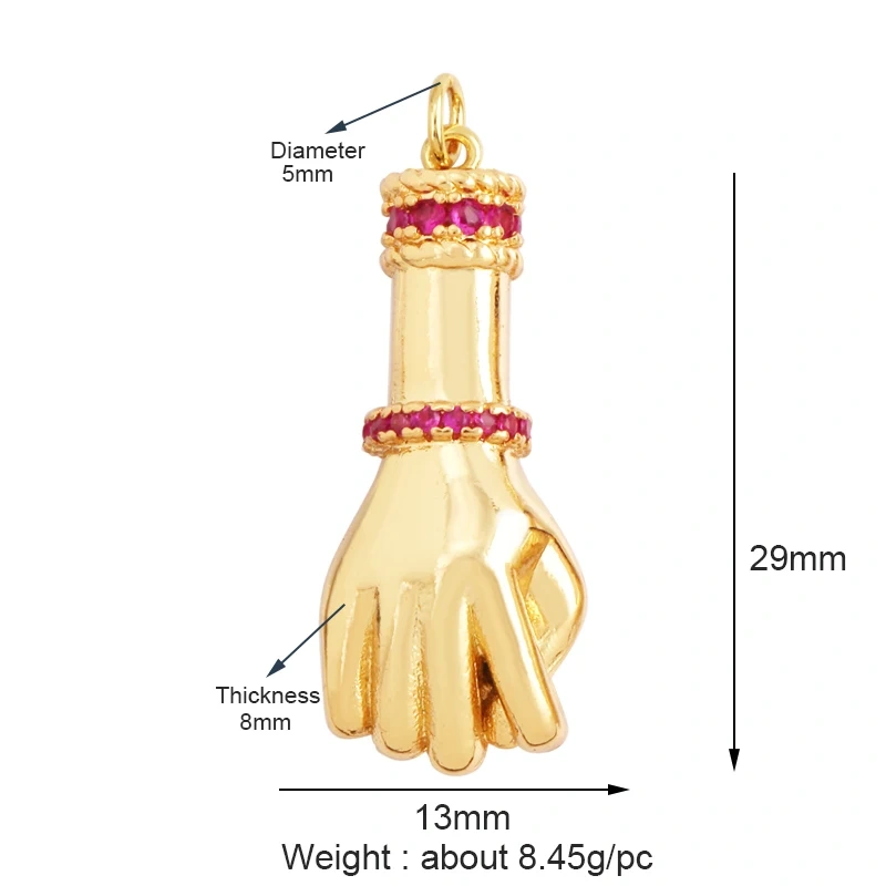 Oil Dropped Enamel Hollow Hamsa Hand Shape Charm Focal Pendant,Colourful Cubic Zircon Necklace Jewelry Making Accessories M59
