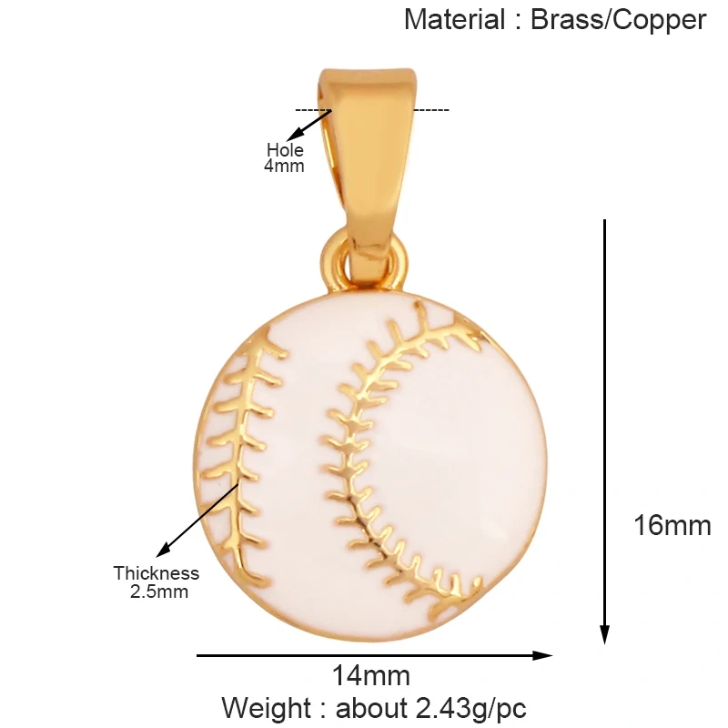 Trendy Sports Shirt Baseball Football Rugby Tennis Racket Charm Pendant,18K Gold Plated DIY Necklace Jewelry Supplies K84