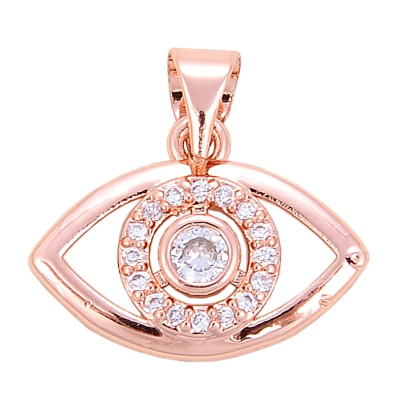 Trendy Colorful Zircon Evil Lucky Horus Eye Charm Pendant,18K Gold Plated Brass Necklace Jewelry Findings Accessories Supply L45