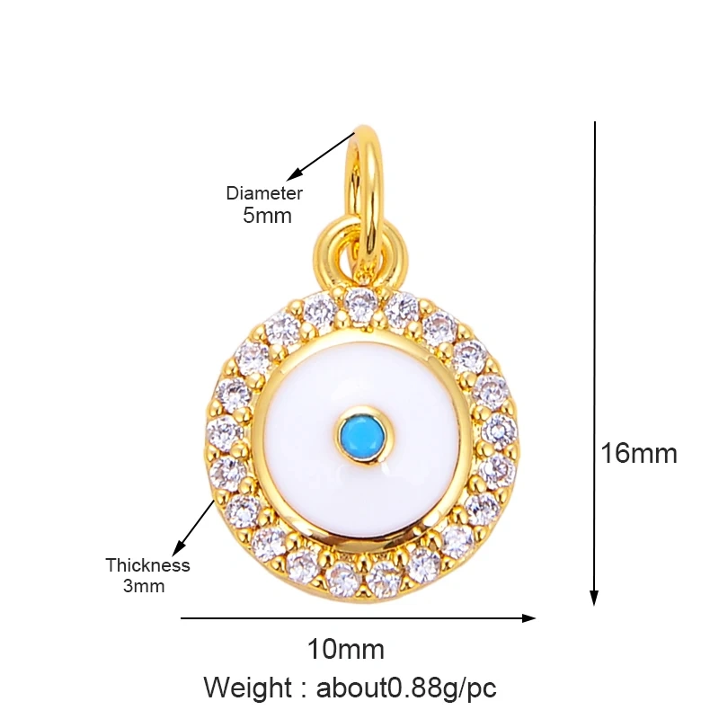 Trendy Colorful Zircon Evil Lucky Horus Eye Charm Pendant,18K Gold Plated Brass Necklace Jewelry Findings Accessories Supply L45