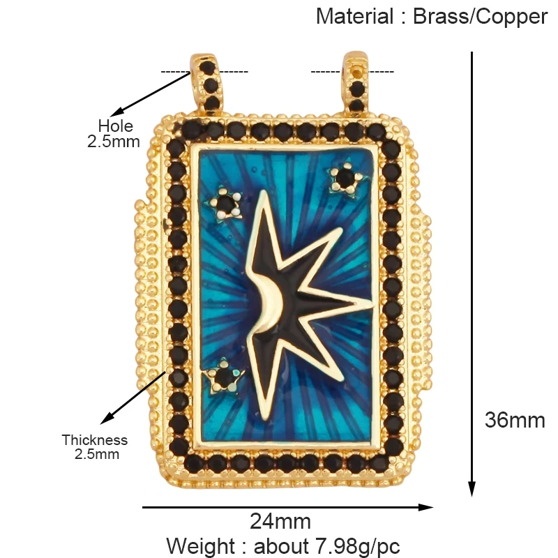 Bohemian Enamel Tarot Cards Coconut Tree Cactus Love Space Star Stripe Heart Eye Charm Pendant, Jewelry Accessories Supplies K86