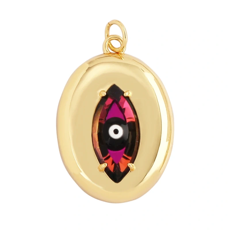 Trendy Colorful Zircon Evil Lucky Horus Eye Charm Pendant,18K Gold Plated Brass Necklace Jewelry Findings Accessories Supply L45