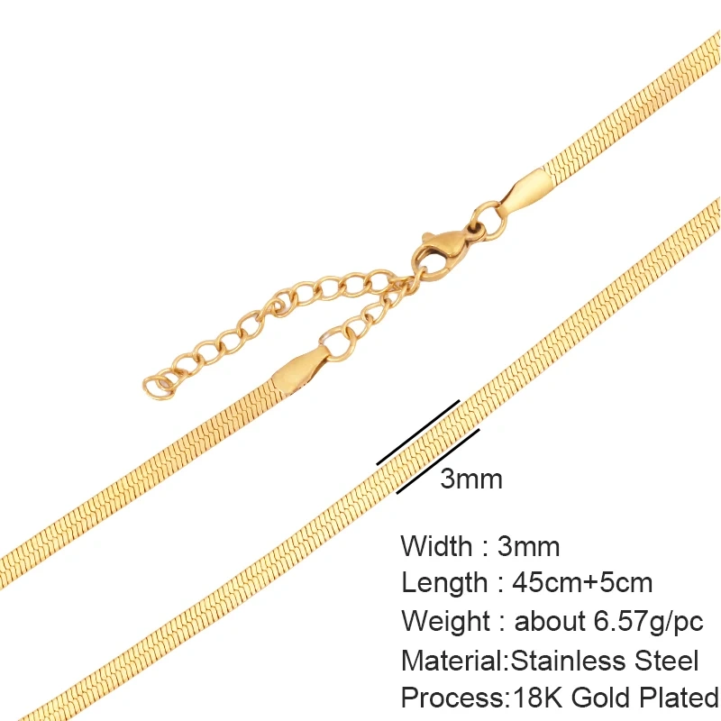 Stainless Steel Link Necklace,18K Gold Plated Rope Clavicle Long Chain Cuba Female Collars Pendant Choker for Women Supply K88