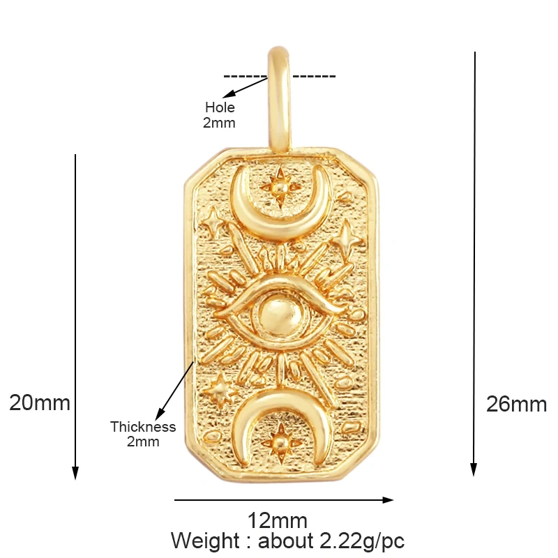 Trendy Colorful Zircon Evil Lucky Horus Eye Charm Pendant,18K Gold Plated Brass Necklace Jewelry Findings Accessories Supply L45