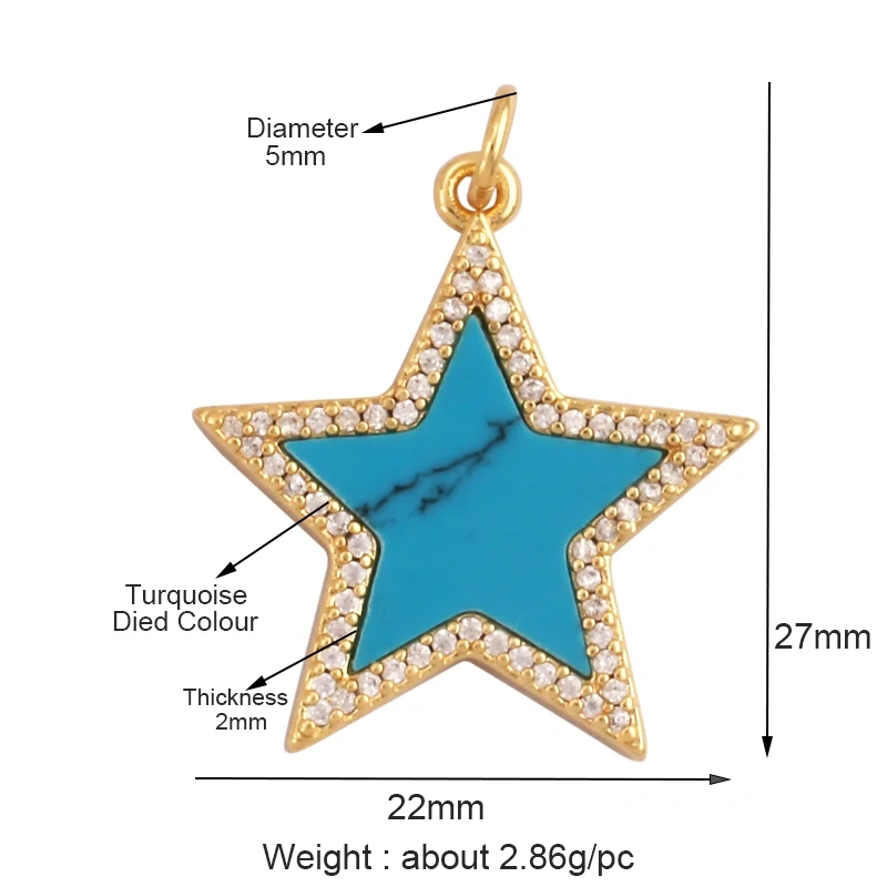 Trendy Sun Moon Star Shell 18K Gold Plated Charm Pendant,Inlaid Shining CZ Zirconia Jewelry Necklace Bracelet Making Supply M52