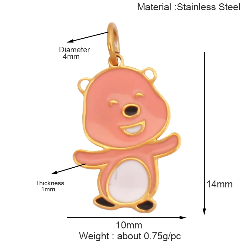 316 Staineless Steel Cute Rabbit Bear Squirrel Hedgehog Dog Animal Mushroom Apple Charm Pendant, Necklace Jewelry Supply K42