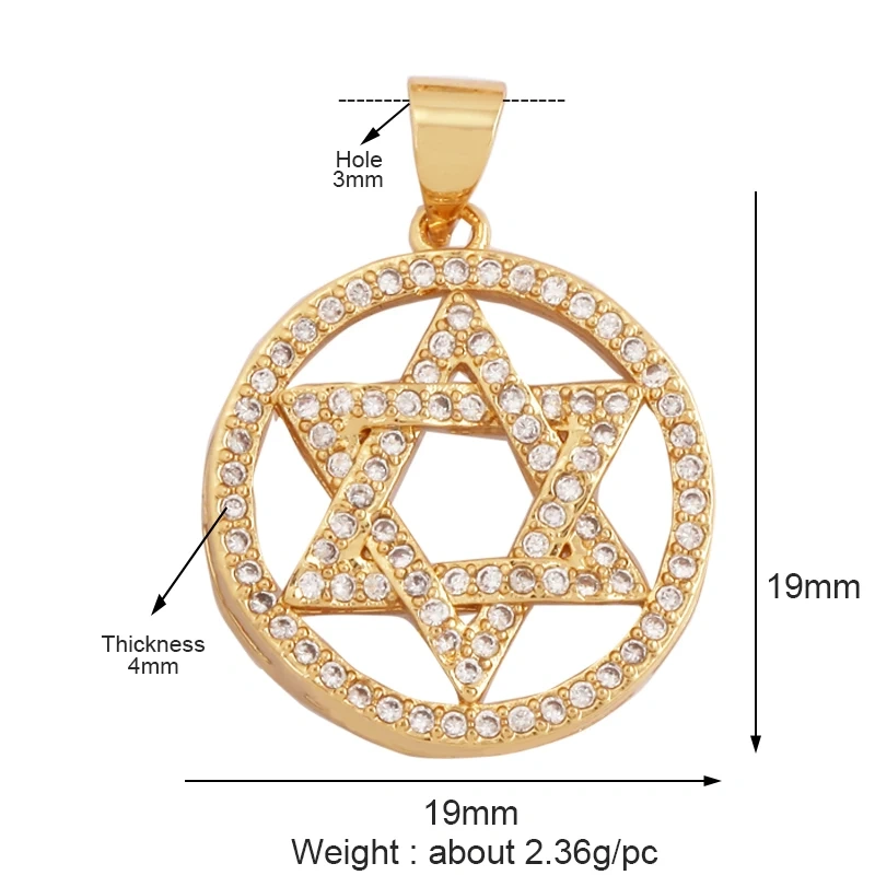 Delicacy Hollow Out Star Moon Sun Charm Pendant,Cubic Zirconia Pave  Crystal Necklace Bracelet Jewelry Accessories Supplies L45