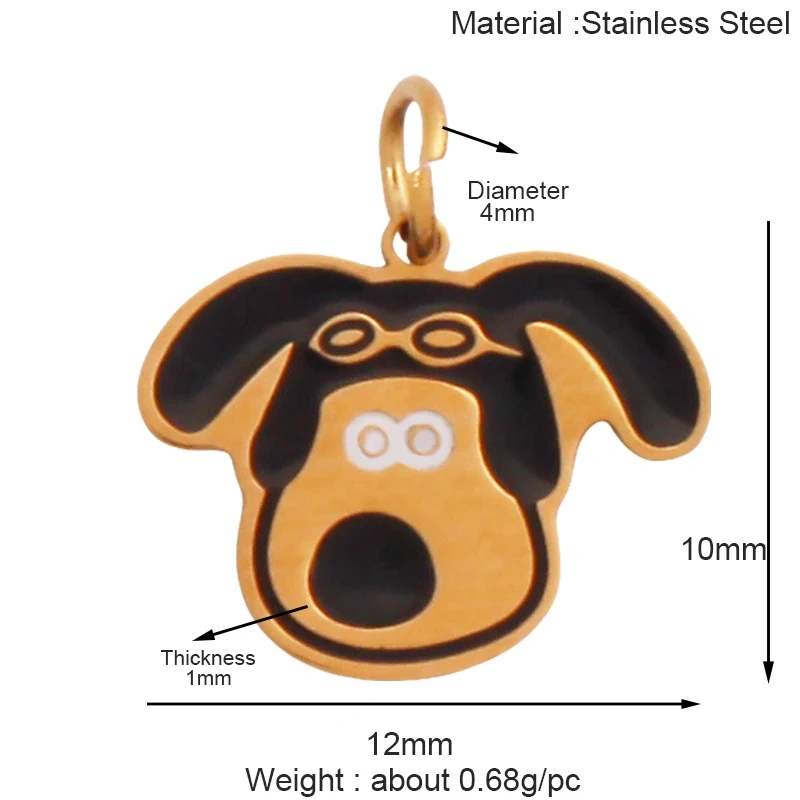 316 Staineless Steel Cute Rabbit Bear Squirrel Hedgehog Dog Animal Mushroom Apple Charm Pendant, Necklace Jewelry Supply K42