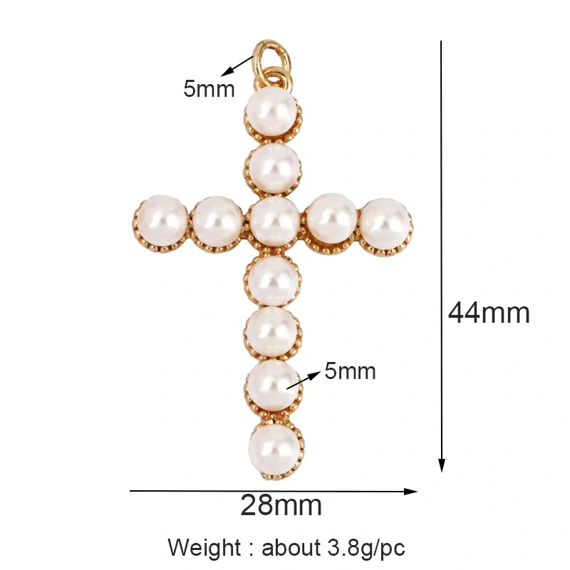 Safety Pin Cross Pearl Charm Pendant for Necklace Bracelet Earring Attachment Handmaking Summer Christmas Jewellery Findings L36