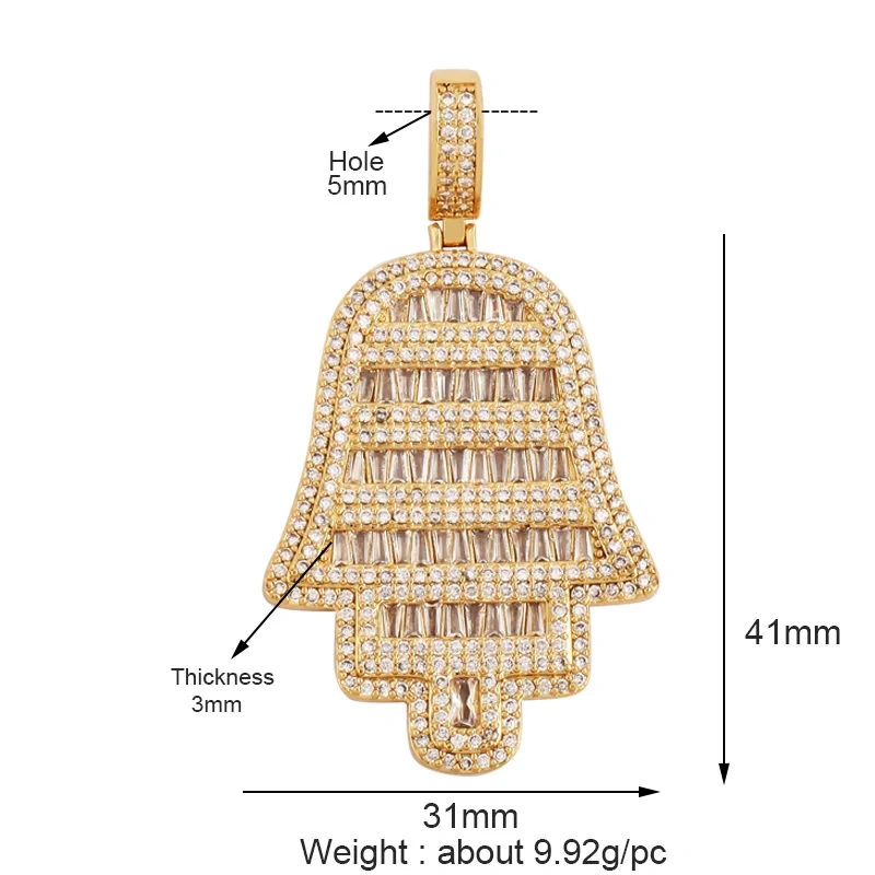 Oil Dropped Enamel Hollow Hamsa Hand Shape Charm Focal Pendant,Colourful Cubic Zircon Necklace Jewelry Making Accessories M59