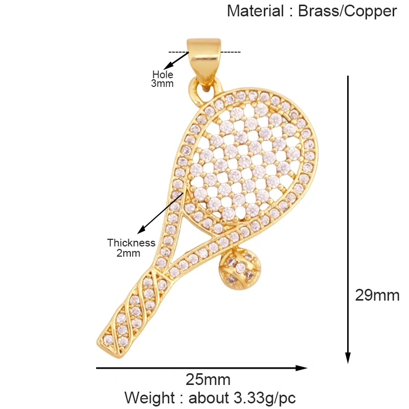 Trendy Sports Shirt Baseball Football Rugby Tennis Racket Charm Pendant,18K Gold Plated DIY Necklace Jewelry Supplies K84