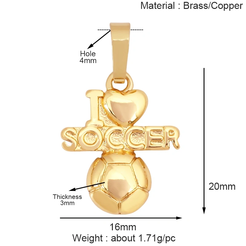 Trendy Sports Shirt Ice Skates Dumbbell Sneakers Baseball Football Boots Charm Pendant,18K Gold DIY Necklace Jewelry Supply K85