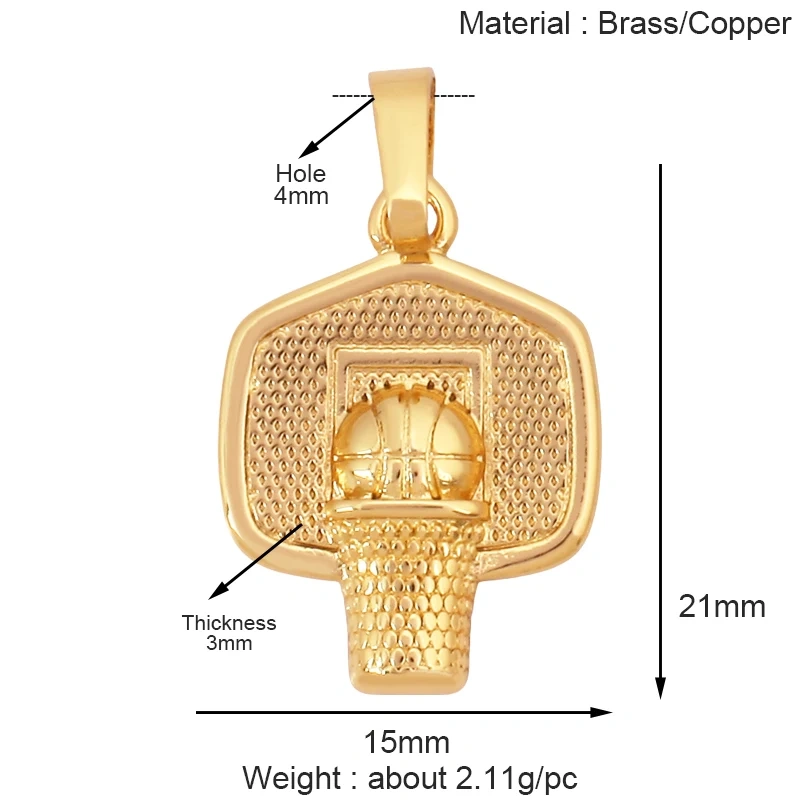 Trendy Sports Shirt Ice Skates Dumbbell Sneakers Baseball Football Boots Charm Pendant,18K Gold DIY Necklace Jewelry Supply K85