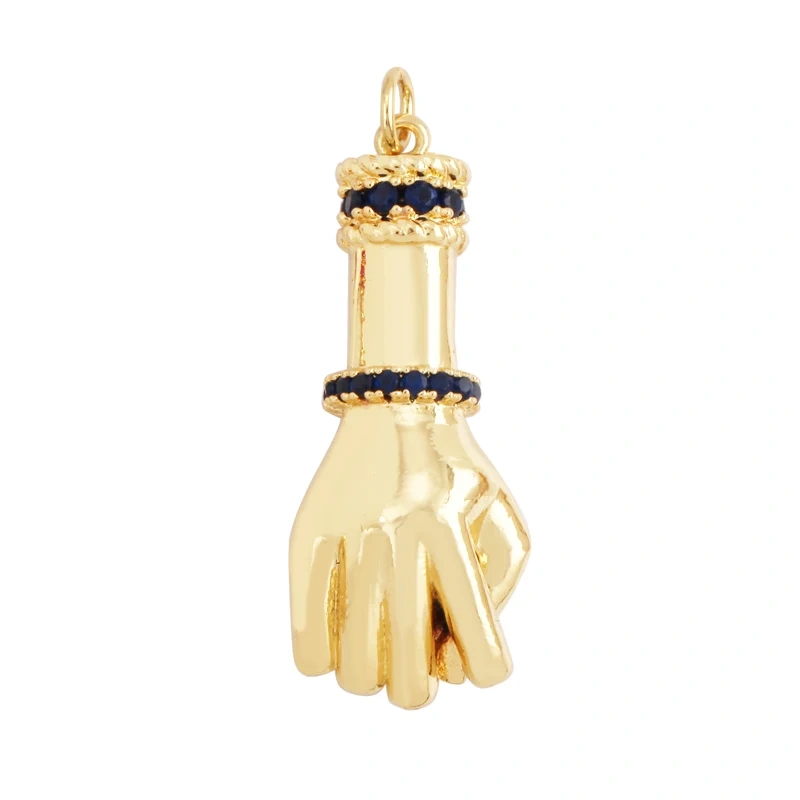 Oil Dropped Enamel Hollow Hamsa Hand Shape Charm Focal Pendant,Colourful Cubic Zircon Necklace Jewelry Making Accessories M59