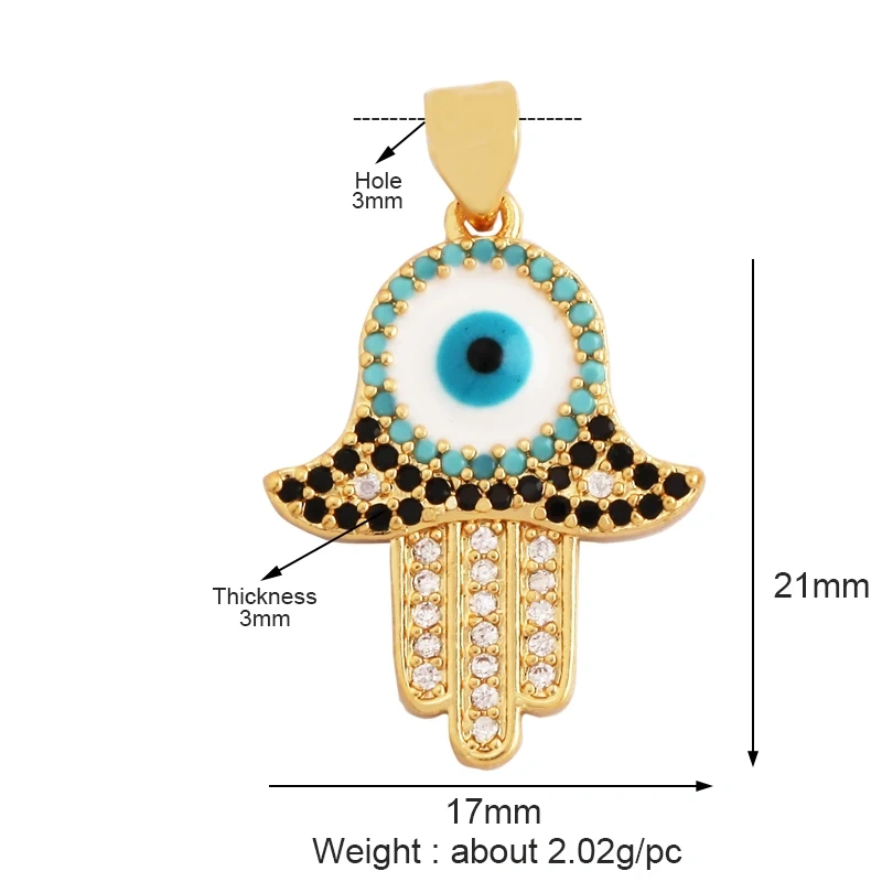 Oil Dropped Enamel Hollow Hamsa Hand Shape Charm Focal Pendant,Colourful Cubic Zircon Necklace Jewelry Making Accessories M59