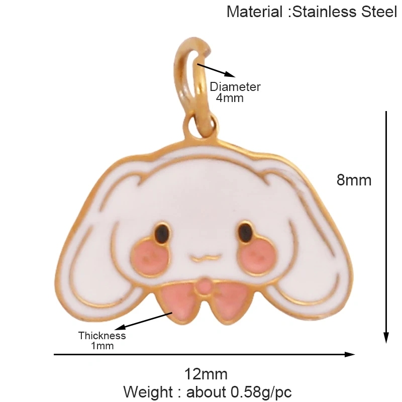 316 Staineless Steel Cute Rabbit Bear Squirrel Hedgehog Dog Animal Mushroom Apple Charm Pendant, Necklace Jewelry Supply K42